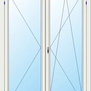 Portafinestra a due ante con anta-ribalta L. 90 x H. 240 cm